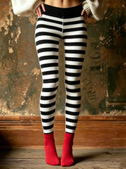 Women's Retro Halloween Striped Pattern Casual Leggings