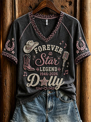 Women's Country Music Legend Print Memorial short-sleeved T-shirt
