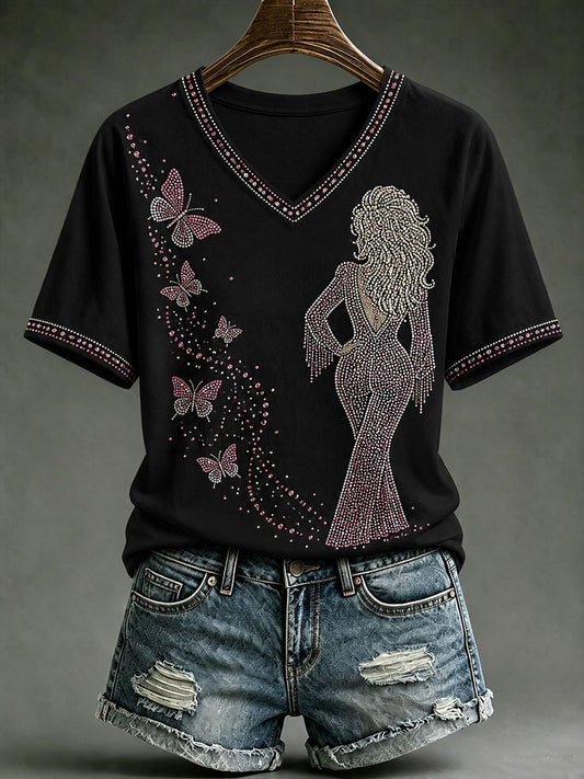 Women's Rip Country Music Queen Printed Short-sleeved T-shirt