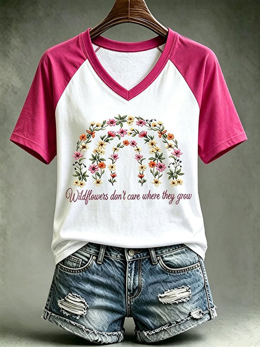 Women's Wildflowers Don’t Care Where They Grow V-neck T-shirt