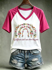 Women's Wildflowers Don’t Care Where They Grow V-neck T-shirt