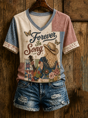 Women's Rip Country Music Lover Queen of Country Printed short-sleeved T-shirt