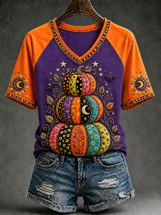Women's Halloween Pumpkin Short-Sleeve T-Shirt