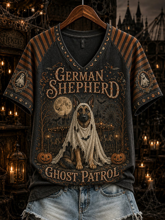 Women's Halloween Cute Dog Pattern Printed Casual Short Sleeve T-shirt