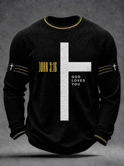 Men's Christian Cross Waffle Long Sleeve T-Shirt