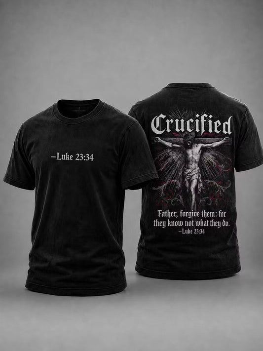 Men's Crucified Printed Casual T-shirt
