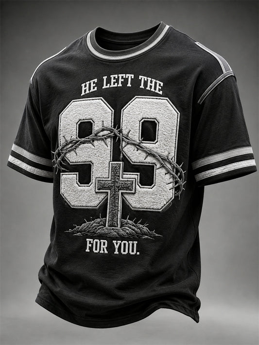 Men's He Left The 99 For You Christian Jersey Print short sleeves t-shirt