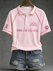 Women's Paws For The Cure slogan and line dog design casual short-sleeve T-shirt