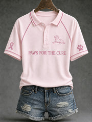 Women's Paws For The Cure slogan and line dog design casual short-sleeve T-shirt