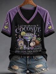Women's Put The Lime In The Coconut Print V-Neck Tee
