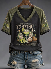 Women's Put The Lime In The Coconut Print V-Neck Tee