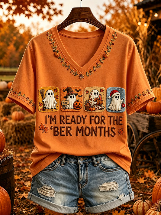 Women's Vintage I'm Ready For The Ber Months Print Short-sleeved T-shirt