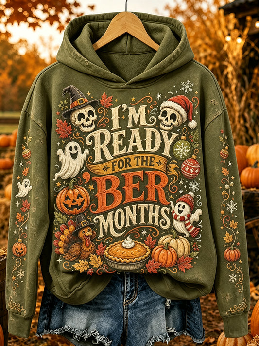 Women's Vintage I'm Ready For The Ber Months Print Cozy Hoodie