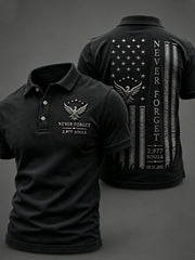 Men's NEVER FORGET 2,977 SOULS 2,977 SOULS 09.11.2001 polo shirt