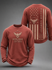 Men's NEVER FORGET 2,977 SOULS 2,977 SOULS 09.11.2001 Waffle Long Sleeve T-Shirt
