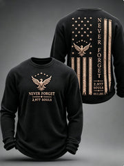 Men's NEVER FORGET 2,977 SOULS 2,977 SOULS 09.11.2001 Waffle Long Sleeve T-Shirt