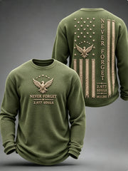Men's NEVER FORGET 2,977 SOULS 2,977 SOULS 09.11.2001 Waffle Long Sleeve T-Shirt