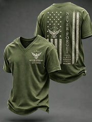 Men's NEVER FORGET 2,977 SOULS 2,977 SOULS 09.11.2001 V-neck T-shirt