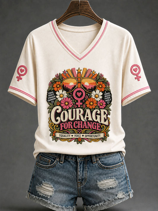 Women's 'Courage for Change' Feminist Art Commemorative T-shirt