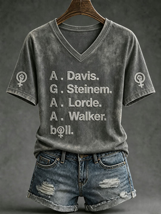 Women's clothing, list of feminists, V-neck T-shirts