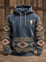 Men's Retro Western Printed Hoodie