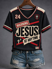 Women's Christian Warning Jesus At Anytime  Short Sleeve T-shirt