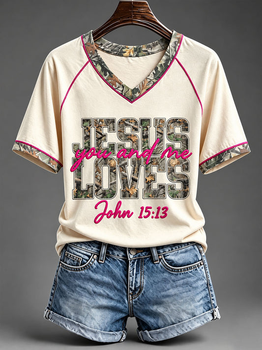 Women's Jesus Loves You And Me  T-shirt