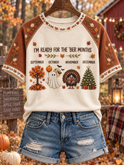 Women's Vintage I'm Ready For The 'ber Months Print Short-sleeved T-shirt