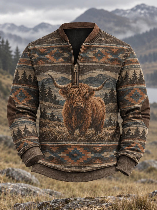 Men's Retro Western Printed Sweatshirt