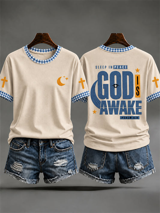 Women's "Sleep In Peace,God Awake" Faith Casual T-shirt