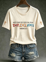 Women's faith-themed fun pattern printed casual short-sleeve T-shirt
