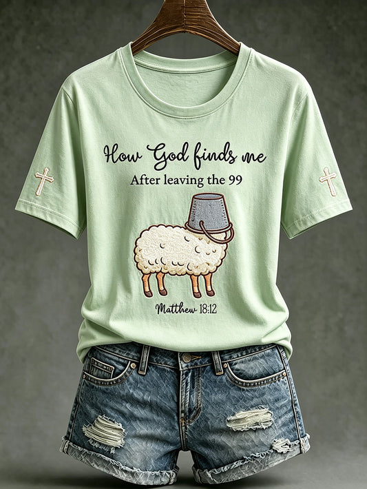 Women's faith-themed fun pattern printed casual short-sleeve T-shirt