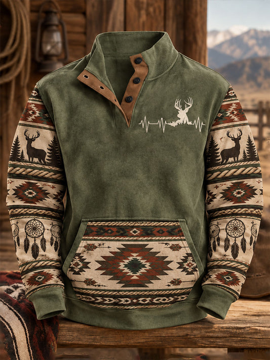 Men's Western Pattern Print Hoodie
