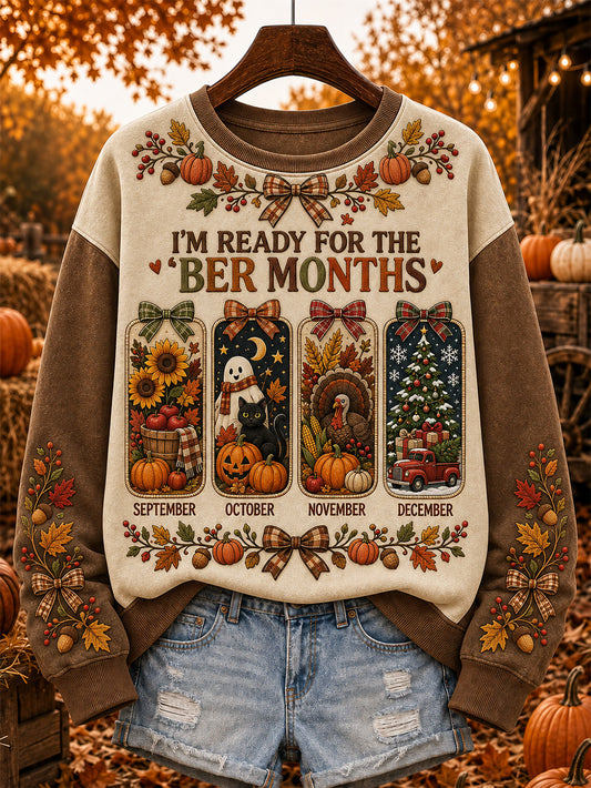 Women's autumn and winter theme pattern design casual sweatshirt