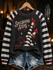 Women's Retro Witch Magic High Heels Graphic Printed raglan sleeve sweatshirt