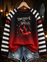 Women's Retro Witch Magic High Heels Graphic Printed raglan sleeve sweatshirt