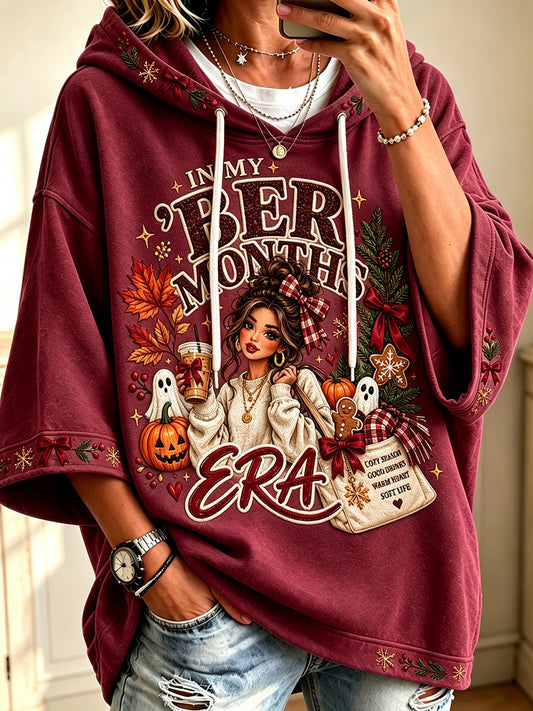 Women's Vintage In My 'ber Months Era Print Comfy Hoodie