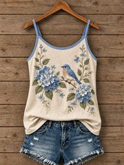 Women's Floral and Bird Pattern Tank Top