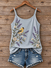 Women's Floral and Bird Pattern Tank Top