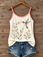Women's Floral and Bird Pattern Tank Top