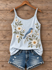 Women's Floral and Bird Pattern Tank Top