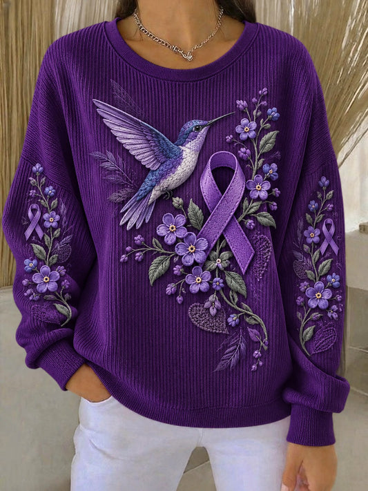 Women's Alzheimer's Disease Flowers Printed Sweatshirt