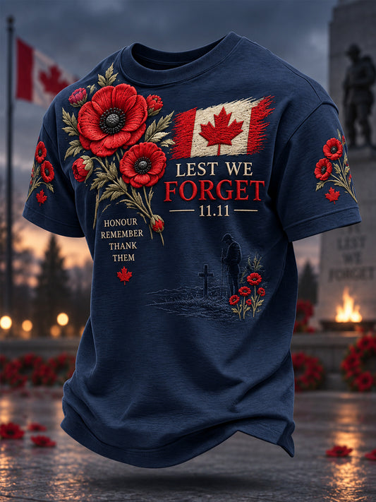 Men's Lest We Forget Canada Remembrance Day Print Tee