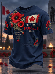 Men's Lest We Forget Canada Remembrance Day Print Tee