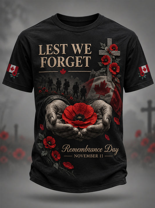 Men's Lest We Forget Canada Remembrance Day Print Tee