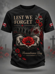 Men's Lest We Forget Canada Remembrance Day Print Tee