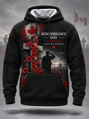 Men's Lest We Forget Canada Remembrance Day Print Hoodie