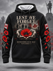 Men's Lest We Forget Canada Remembrance Day Print Hoodie