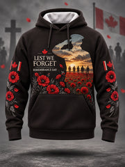 Men's Lest We Forget Canada Remembrance Day Print Hoodie