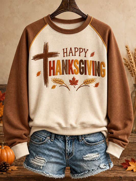 Women's Thanksgiving Faith Lover Art Printed Sweatshirt
